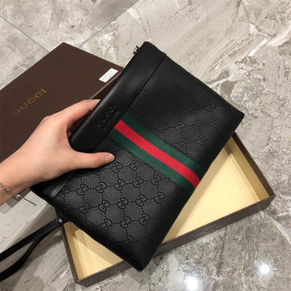 gucci ハンドバッグ メンズ バッグ ハイブランド クラッチ バッグ メンズ 人気 グッチ コピー ハイ ブランド お 手頃 プレゼント メンズ ストラップ 付き クラッチ バッグ - 画像 (2)