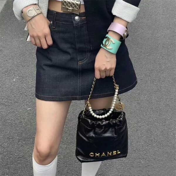 chanel22 ミニ シャネル ミニ ハンドバッグ パール チェーン バッグ トート バッグ チェーン ハイ ブランド 女性 バッグ 人気 30 代 キルティング チェーン バッグ シャネル 偽物 - 画像 (2)